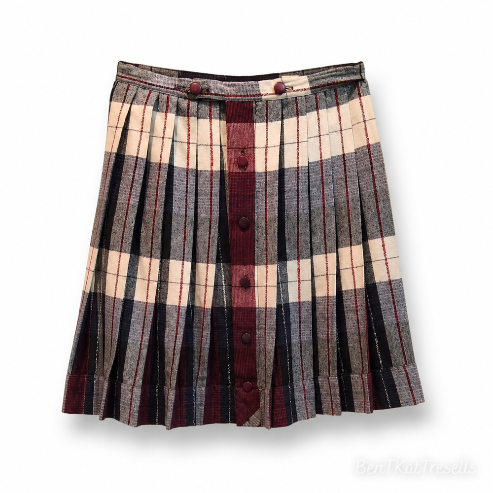 Vintage Reversible Plaid Pleated Schoolgirl Skirt Century Boston XS 26" Waist